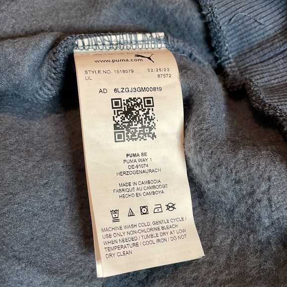 NWOT Puma Youth Fleece Hoodie, size Large (14-16), blue - Picture 9 of 10